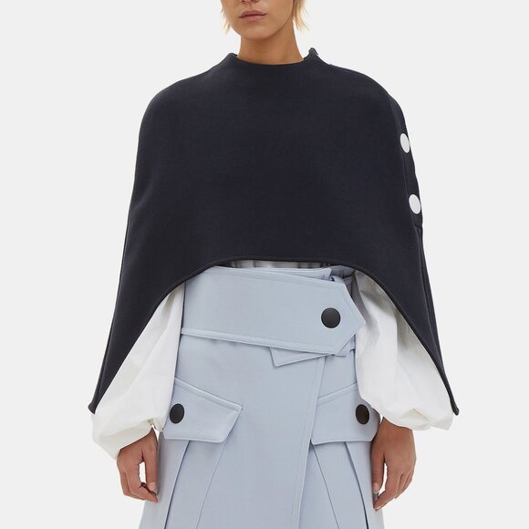 Marni Muted Dark Blue Double Wool Short Cape Poncho size IT 42 US 6 - Picture 12 of 12